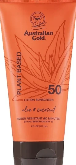 Australian Gold Plant Based Aloe & Coconut Lotion Sunscreen SPF50 177ml Water Resistant